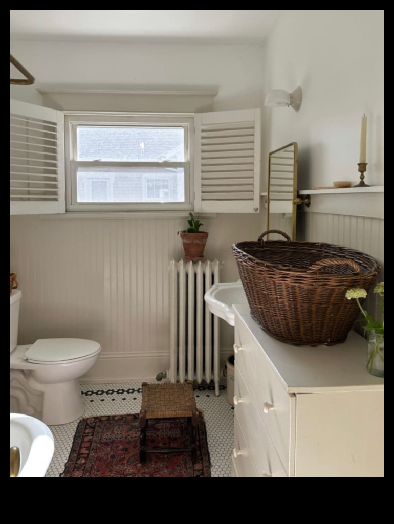 Ποιες είναι μερικές ιδέες διακόσμησης μπάνιου Urban Farmhouse με Vintage πινελιές;