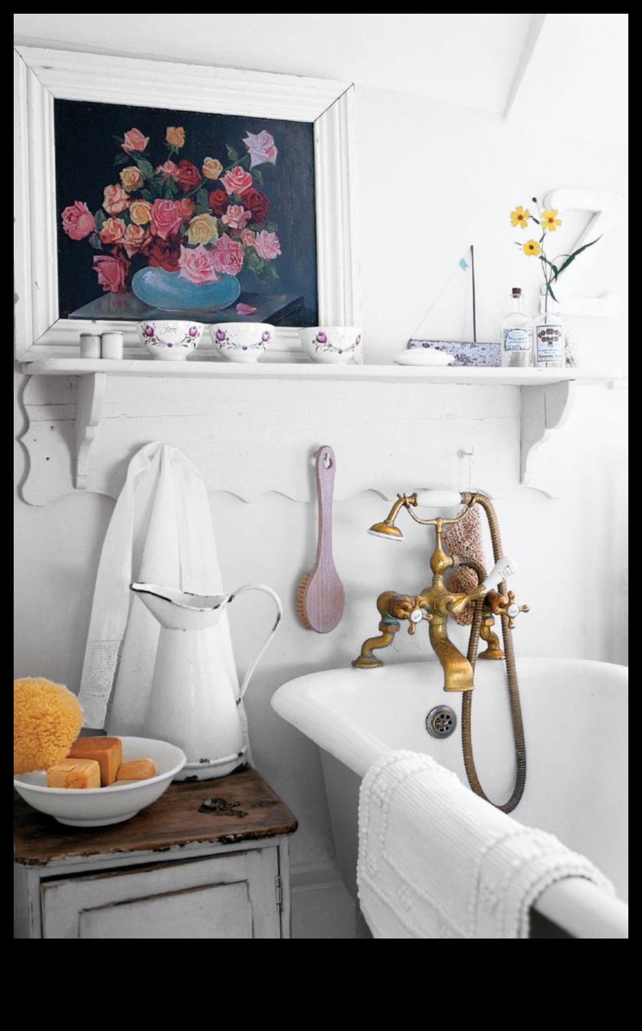 Ποιες είναι μερικές ιδέες διακόσμησης μπάνιου Urban Farmhouse με Vintage πινελιές;